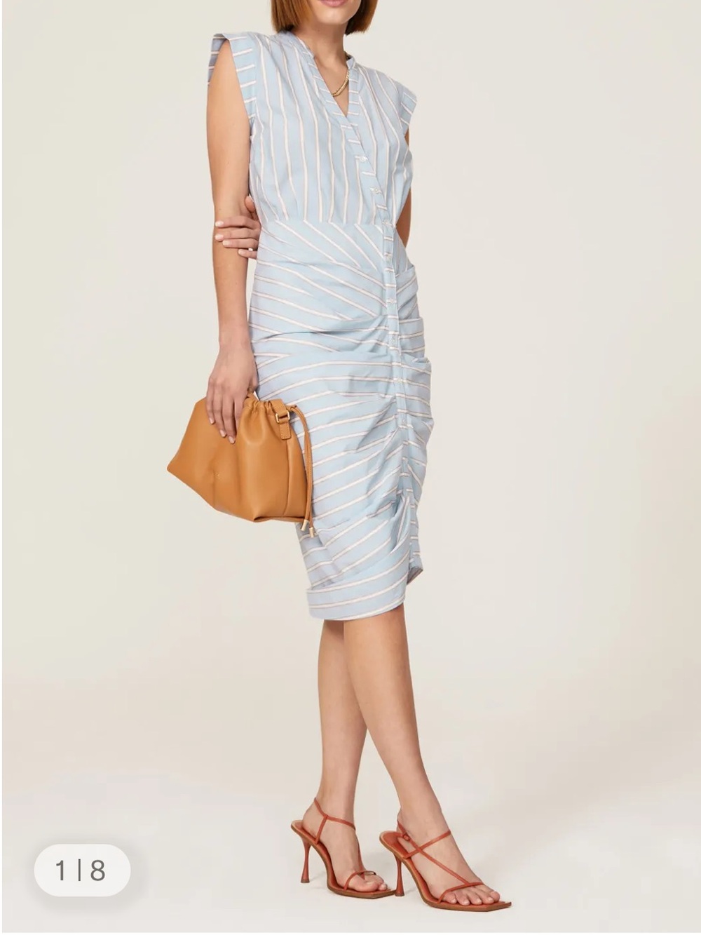 Veronica Beard striped ruched cotton blend shirt dress 2